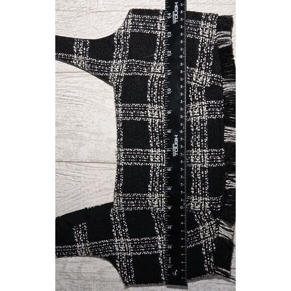 House of Harlow 1960s Plaid Tweed Crop Top Frayed Hem MEDIUM LAGENLOOK Nordic - Picture 8 of 8